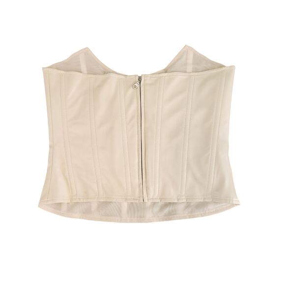 MIAOU Creme Strapless Paloma Elsesser Leia Faux Leather Corset, Size Small - Picture 3 of 11